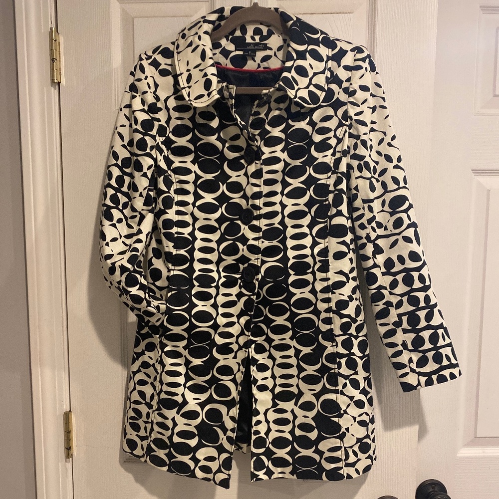 Black and Cream Raincoat Size M